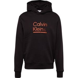 Calvin Klein Mikina svítivě oranžová / černá