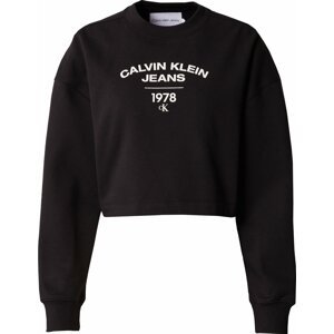 Calvin Klein Jeans Mikina černá / bílá