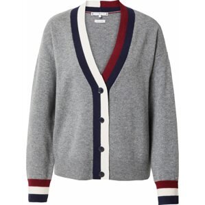 TOMMY HILFIGER Kardigan tmavě modrá / šedý melír / červená / vínově červená