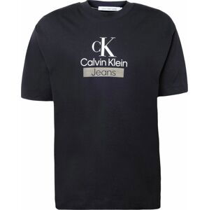 Calvin Klein Jeans Tričko starobéžová / černá / bílá