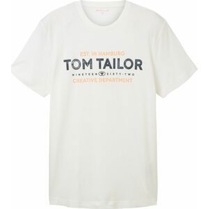 TOM TAILOR Tričko oranžová / černá / offwhite