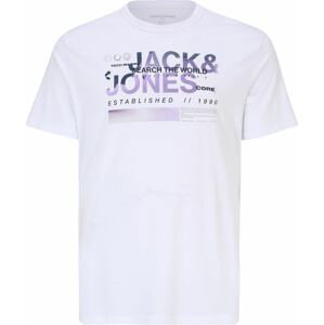 Jack & Jones Plus Tričko 'WATER' fialová / tmavě fialová / bílá
