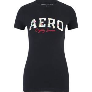 AÉROPOSTALE Tričko 'JUN AERO' pink / malinová / černá / bílá