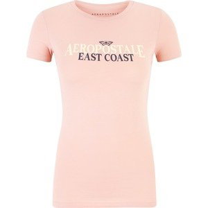 AÉROPOSTALE Tričko béžová / marine modrá / pastelově růžová