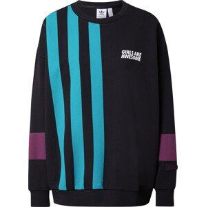 ADIDAS ORIGINALS Mikina aqua modrá / tmavě fialová / černá