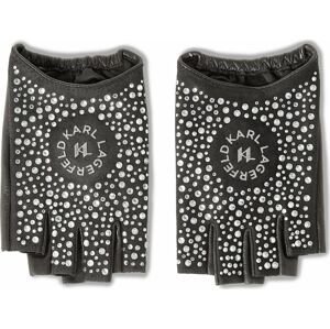 Karl Lagerfeld Rukavice s krátkými prsty černá / stříbrná