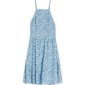 Bershka Letní šaty tyrkysová / tmavě modrá / bílá