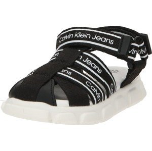 Calvin Klein Jeans Otevřená obuv stříbrně šedá / černá