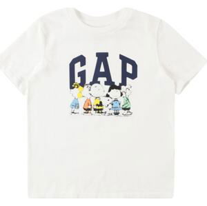 GAP Tričko 'PEANUTS' noční modrá / žlutá / světle zelená / offwhite