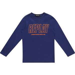 REPLAY & SONS Tričko indigo / oranžová