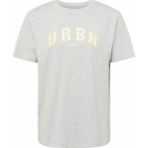 Urban Threads Tričko pastelově žlutá / šedý melír / bílá