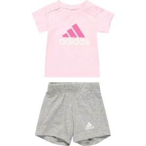 ADIDAS SPORTSWEAR Tepláková souprava šedý melír / růžová / bílá