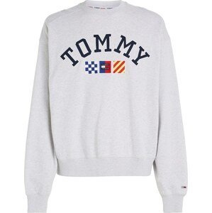 Tommy Jeans Mikina námořnická modř / světle šedá / červená / bílá