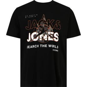 Jack & Jones Plus Tričko šedá / oranžová / černá / bílá