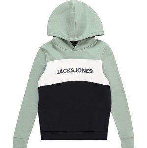 Jack & Jones Junior Mikina světle zelená / černá / bílá