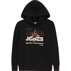 Jack & Jones Junior Mikina 'HUNT' šedá / oranžová / černá / bílá