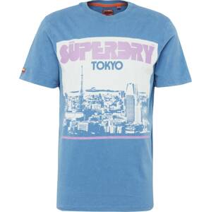 Superdry Tričko kouřově šedá / světle fialová / offwhite