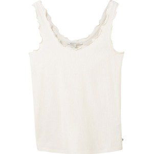 TOM TAILOR DENIM Top 'ribbed tanktop with ruffles' offwhite