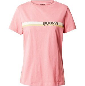 GUESS Funkční tričko 'MONDAY' starobéžová / světle žlutá / růžová