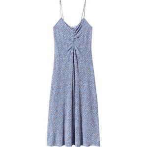 MANGO Letní šaty kouřově modrá / azurová / světle hnědá