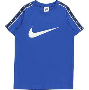 Nike Sportswear Tričko 'REPEAT' královská modrá / černá / bílá