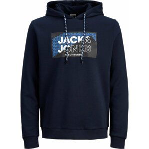 JACK & JONES Mikina 'Logan' modrá / námořnická modř / černá / bílá