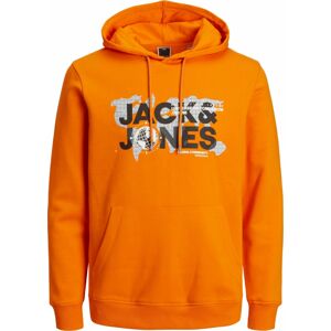 JACK & JONES Mikina 'DUST' šedá / oranžová / černá / bílá