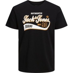 JACK & JONES Tričko oranžová / černá / bílá