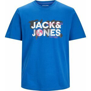 JACK & JONES Tričko 'DUST' královská modrá / šedá / pink / černá