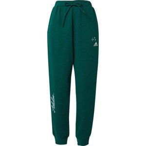ADIDAS PERFORMANCE Sportovní kalhoty tmavě zelená / bílá