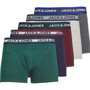 JACK & JONES Boxerky 'OLIVER' námořnická modř / tmavě šedá / tmavě zelená / burgundská červeň