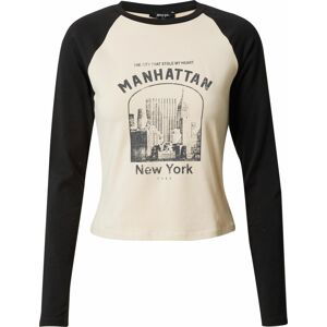 Nasty Gal Tričko 'Manhattan' režná / antracitová / černá