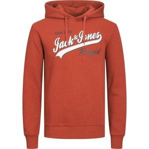 Jack & Jones Plus Mikina oranžová / černá / bílá