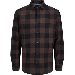 JACK & JONES Košile 'Gingham ' hnědá / černá