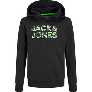 Jack & Jones Junior Mikina šedá / svítivě zelená / černá