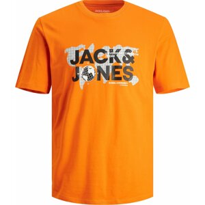 JACK & JONES Tričko 'DUST' oranžová / černá / bílá