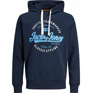 JACK & JONES Mikina 'MIKK' modrá / námořnická modř / bílá