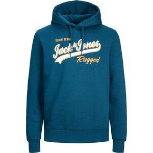 JACK & JONES Mikina marine modrá / oranžová / bílá