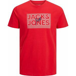 JACK & JONES Tričko 'MARIUS' marine modrá / červená / bílá