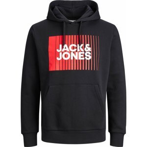 JACK & JONES Mikina pastelově červená / černá / bílá