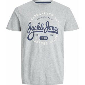 JACK & JONES Tričko 'MIKK' tmavě modrá / šedý melír / bílá