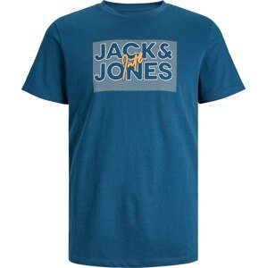 JACK & JONES Tričko 'MARIUS' modrá džínovina / medová / bílá