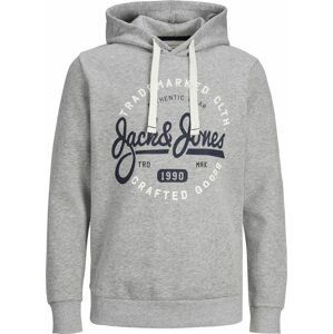 JACK & JONES Mikina 'MIKK' šedý melír / černá / bílá