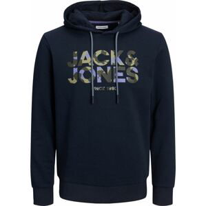 JACK & JONES Mikina 'JAMES' námořnická modř / khaki / olivová / světle fialová