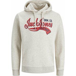 JACK & JONES Mikina námořnická modř / červená / bílý melír