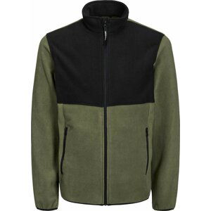 JACK & JONES Fleecová mikina 'FLAME' olivová / černá