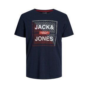 JACK & JONES Tričko 'KAIN' námořnická modř / červená / burgundská červeň / bílá