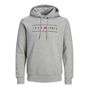 JACK & JONES Mikina 'ELLIOT' šedý melír / červená / černá