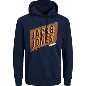 JACK & JONES Mikina námořnická modř / oranžová