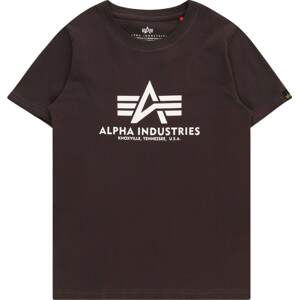 ALPHA INDUSTRIES Tričko čokoládová / bílá